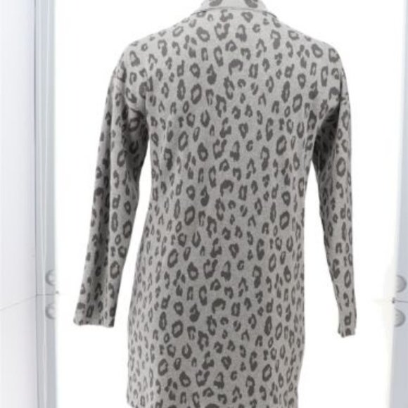NWT G BY GIULIANA JACQUARD SWEATER KNIT DUSTER‎ CARDIGAN GRAY LEOPARD XS - Picture 5 of 12